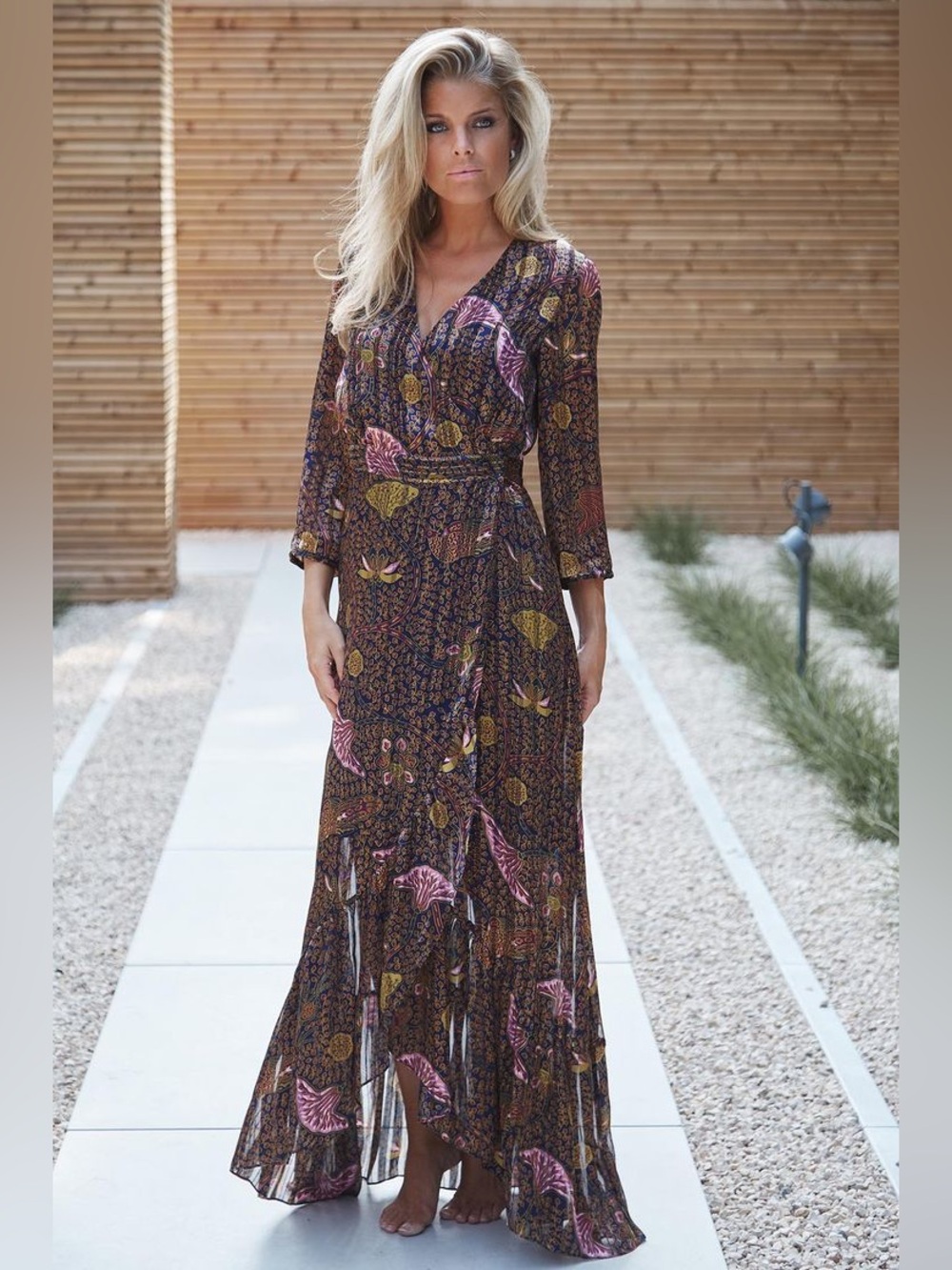 Ba&Sh Disy Pleated Floral Maxi Dress Size 6